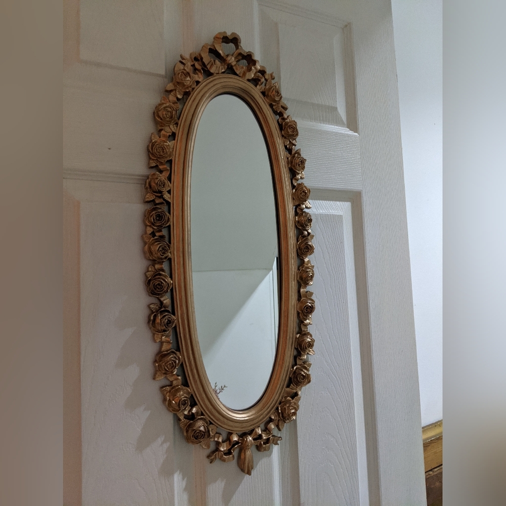 Large vintage wood mirror syroco durwood